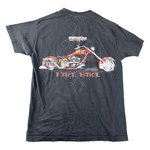 American Chopper Men Size Large T-shirt Black 2004 label NYCF Fire Chopper Bike